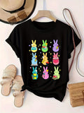 Cute Graphic Tees For Women Colorful Cute Bunny Cartoon With Playful Cheerful Expression Tshirt, Womens Tees, Womens White Tee