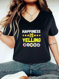 Green Shirt Womens Happiness Is Yelling Bingo Playful Cheerful Bold Colorful Text T Shirt, Cotton T Shirts For Women, Womens Shirts