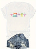 Funny T Shirts For Women Colorful Sewing Tools With Patterned Thread Spool Among Stitching Symbols Tshirt, Womens Night Shirts, Pink Shirt Womens