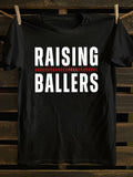 Womens T Shirts Raising Ballers Bold White Text With Red Arrow Accent On Black T Shirt, Basic Tees Women, Country Shirts Womens