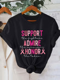 Cotton T Shirts For Women Support Admire And Honor Motivational Breast Cancer Awareness Ribbon T Shirt, Womens White Tee, Country Shirts Womens