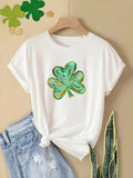 Country Shirts Womens Green Artistic Abstract Clover On Soft Cotton Tshirt, Black T Shirt Women, Womens Grinch Shirt