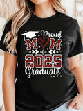 Womens Tees Proud Mom Of A Graduate With Heart Balloon Graduation Cap And Stars, Vintage Shirts Women, White Cotton Shirt Women