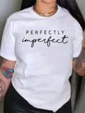 Basic Tees Women Perfectly Imperfect Simple Stylish White Cotton Tshirt, Pink Shirt Womens, Cotton T Shirts For Women