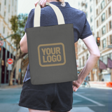 Custom Dark Grey Khaki Canvas Tote Bag
