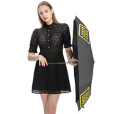Custom Dark Grey Light Yellow Automatic Umbrella