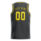 Custom Dark Grey & Light Yellow Colors Design Sports Basketball Jersey
