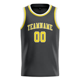 Custom Dark Grey & Light Yellow Colors Design Sports Basketball Jersey
