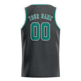 Custom Dark Grey & Blue Green Colors Design Sports Basketball Jersey