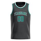 Custom Dark Grey & Blue Green Colors Design Sports Basketball Jersey