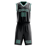 Custom Dark Grey Blue Green Basketball Set