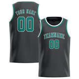 Custom Dark Grey & Blue Green Colors Design Sports Basketball Jersey