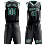 Custom Dark Grey Blue Green Basketball Set