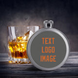 Custom Dark Grey Orange Hip Flask