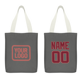 Custom Dark Grey Crimson Red Canvas Tote Bag