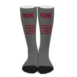 Custom Dark Grey Crimson Red Knee-High Sock