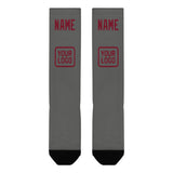 Custom Dark Grey Crimson Red Knee-High Sock