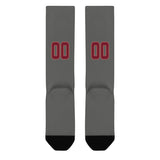 Custom Dark Grey Crimson Red Knee-High Sock