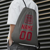 Custom Dark Grey Crimson Red Drawstring Bag