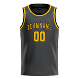 Custom Dark Grey & Gold Colors Design Sports Basketball Jersey