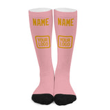 Custom Light Pink Yellow Knee-High Sock