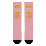 Custom Light Pink Yellow Knee-High Sock