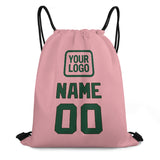 Custom Light Pink Green Drawstring Bag