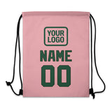 Custom Light Pink Green Drawstring Bag