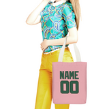 Custom Light Pink Green Canvas Tote Bag