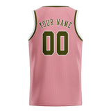 Custom Light Pink & Olive Colors Design Sports Basketball Jersey