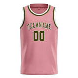 Custom Light Pink & Olive Colors Design Sports Basketball Jersey