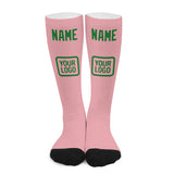 Custom Light Pink Emerald Green Knee-High Sock