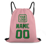 Custom Light Pink Emerald Green Drawstring Bag