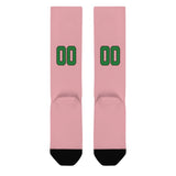 Custom Light Pink Emerald Green Knee-High Sock