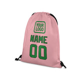 Custom Light Pink Emerald Green Drawstring Bag