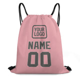 Custom Light Pink Dark Grey Drawstring Bag