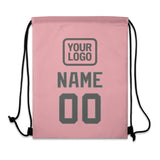 Custom Light Pink Dark Grey Drawstring Bag