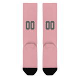 Custom Light Pink Dark Grey Knee-High Sock