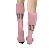 Custom Light Pink Dark Grey Knee-High Sock