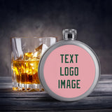 Custom Light Pink Green Hip Flask