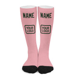 Custom Light Pink Dark Green Knee-High Sock