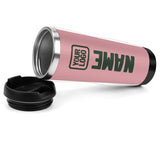 Custom Light Pink Dark Green Stainless Steel Water Cup