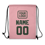 Custom Light Pink Dark Green Drawstring Bag