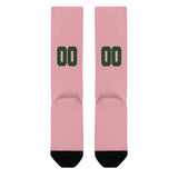 Custom Light Pink Dark Green Knee-High Sock