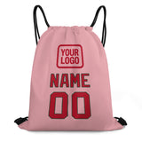 Custom Light Pink Red Drawstring Bag