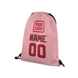 Custom Light Pink Red Drawstring Bag