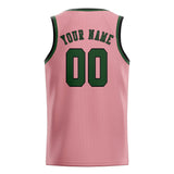 Custom Light Pink & Dark Green Colors Design Sports Basketball Jersey