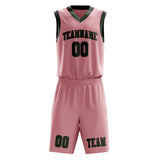 Custom Light Pink Dark Green Basketball Set