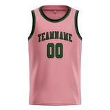Custom Light Pink & Dark Green Colors Design Sports Basketball Jersey