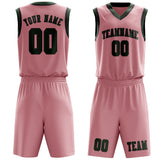 Custom Light Pink Dark Green Basketball Set